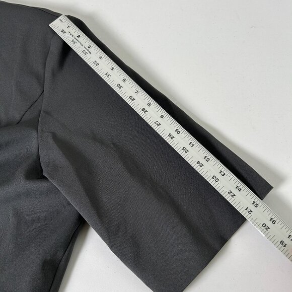 Maya Brooke Blazer Jacket Size 24 W Gray Open 3/4 Sleeve Shoulder Pads Vintage - Picture 7 of 11